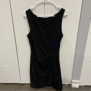 Theory Black Ruched Knee Length Sheath Dress